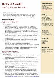 Quality Systems Specialist Resume Samples Qwikresume