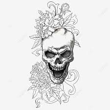 Basic skull drawing at getdrawings | free download. Black And White Hand Painted Skull Flower Elements Head Skull Hand Painted Png Transparent Clipart Image And Psd File For Free Download