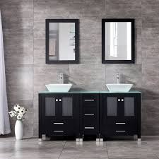 Do you think bathroom vanity vessel sink cheap appears nice? Wonline 60 Double Bathroom Vanity Combo Set Double Porcelain Vessel Sink Solid Wood Cabinet Glass Top W Mirror Faucet Walmart Com Walmart Com