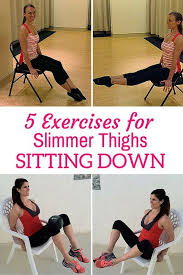 Get Slimmer Thighs While Sitting Down Exercise While Sitting Bikini Body Workout Thigh Exercises