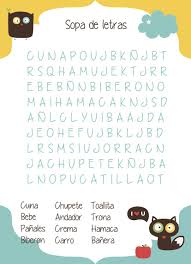 Un juego dinámico para baby shower es aquel que requiere mucho movimiento y energía. Sopa De Letras Jpg 827 1 142 Pixeles Baby Shower Buho Juegos Para Baby Shower Boy Baby Shower Ideas