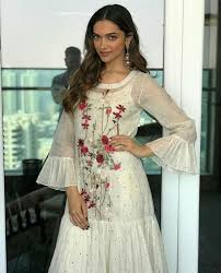 Deepika Padukone White Frock Midi Designer White Frock Designer Sleeves Buy Designer Frock Online Bollywood Dress Designer Dresses Indian Bollywood Fashion