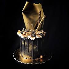 Black And Gold 1 Tier Cake Black Gold Cake Black And Gold Birthday Cake Black And Gold Cake Gold Birthday Cake