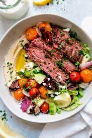 Mediterranean Steak Bowls The Real Food Dietitians Real Food Recipes Recipes Healthy Recipes