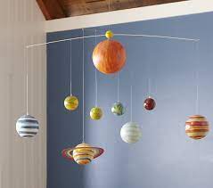 It is designed to hang from the ceiling with the mobile objects dangling from a bamboo hoop. Planet Ceiling Baby Mobile Pottery Barn Kids