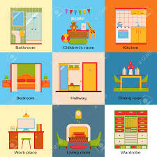 interior design home rooms. flat design