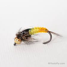 orange yellow ribbed barbless nymph pesca y atado de mosca pinterest