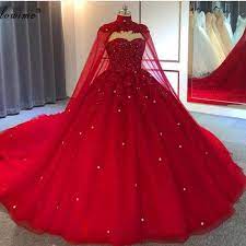Dubai Muslim Red Wedding Dresses 2020 Red Wedding Gowns Red Quinceanera Dresses Red Ball Gowns