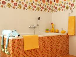Paired with a red design in the first bathroom floor above, the orange tiles create a fiery vibe. 5 Colorful Fun Bathroom Ideas For Kids