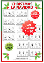 Los numeros free spanish numbers worksheets homeschool den. Christmas Math Worksheets In Spanish Numbers 1 To 10 Woodward Spanish