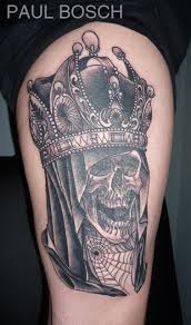If you are ok with a normal design but if you need something different then go with this pattern of simple or stylish pattern of. Black Ink Skull With King Crown Tattoo Design By Paul Bosch