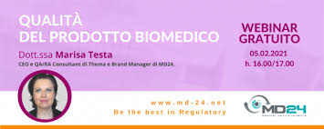 Webinar gratuito sul tema della qualità del prodotto biomedico