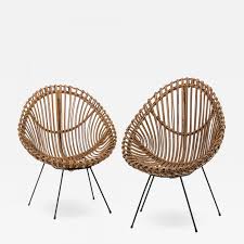 Tubular lounge chair designed by franco albini for the triennale in milan in 1933. Franco Albini Pair Of 1960 S Rattan Chairs Attributed To Franco Albini