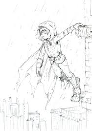 Robin Damian Wayne Coloring Drawing In The Rain Batman Sidekicks Damian Wayne Pictures To Draw