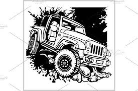 Offroad Suv Car Monochrome Template Offroad Monochrome Digital Clip Art