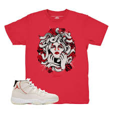 Red Black And White Jordan 11 Shirt Jordan 11 Platinum Tint Medusa Red Shirt Jordan 11 Outfit Jordan 11 Red Shirt