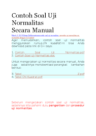 Berapa normalitas (n) h 2 so 4 pekat dengan bj= 1,19 dan konsentrasinya 98% (mr=98). Doc Contoh Soal Uji Normalitas Secara Manual Masjid Miftahussaadah Academia Edu