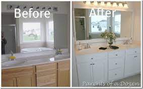 Parents Of A Dozen How To Paint Cabinets Bathroom Cabinet Makeover Painting Bathroom Cabinets Bathroom Makeover
