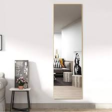 Full length mirrors are at least 48 in height although many of them are taller than this. Amazon Com Onxo Full Length Mirror Large Floor Mirror Wall Mounted Mirror Dressing Mirror Aluminum Alloy Frame Mirror For Living Room Bedroom Fitting Room Without Stand 52 X16 Gold Kitchen Dining