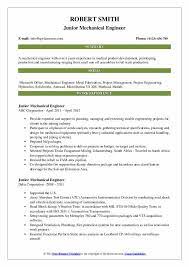 Junior Mechanical Engineer Resume Samples | Qwikresume