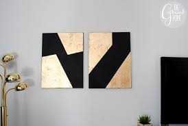 Black And Gold Painting Diy Diy Black And Gold Leaf Art The Gathered Home Gold Leaf Art Wall Art Gold Leaf Leaf Art