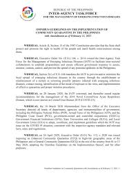 Like the other contests this season, the platinum contest proved to be. Omnibus Guidelines On The Implementation Of Community Quarantine In The Philippines With Amendments As Of 11 February 2021 Presidential Communications Operations Office