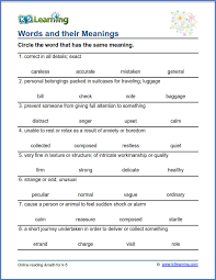 Grade 4 Vocabulary Worksheets Printable And Organized By