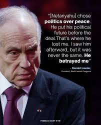Ronald Lauder, the American billionaire who heads the World Jewish Congress  and was once a close confidant of Benjamin Netanyahu, has accused the  Israeli prime minister of sacrificing opportunities fo