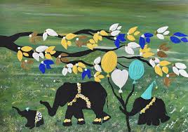 Safari Nursery Art Baby Elephants Painting Baby Animals Nursery Art Colorful Nursery Decor Painting By Geanna Georgescu