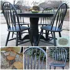 Before And After Of Dining Set And Chairs Painted In Annie Sloan Chalk Paint Graphite Distresse Chalk Paint Dining Table Painted Table Painted Kitchen Tables