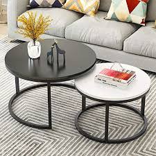 Home Furniture Modern Wooden Nesting Coffee Table Round End Side Sofa Table Cocktail Table With Sturdy In 2020 Marble Coffee Table Living Room Coffee Table Tea Table