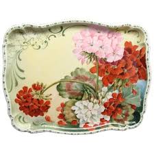 Antique Hand Painted Guerin Limoges Dresser Tray With Geraniums En 2020 Fleurs Geranium Peinture Sur Porcelaine