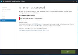 Getting An Error When Running Microsoft Azure Active Directory Connect Notsupportedexecption Microsoft Q A