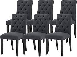 Get your favorite new bentwood or bamboo side chairs, slipcovered parsons chairs or upholstered end chairs. Amazon Com Fabric Kitchen Dining Room Chair Set Of 6 Button Tufted Padded Chairs Upholstered Parsons Dining Chair Accent Side Chair Dark Grey Chairs