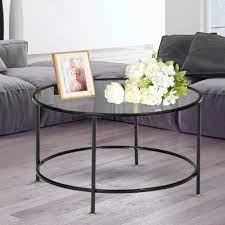 Modern iron black side table ₹ 3,080. Hodely 26 Round Glass Coffee Table With Black Iron Frame Walmart Com Walmart Com