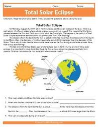 This Total Solar Eclipse Worksheet Is A Fun Way To Learn About A Solar Eclipse And Build Background Kn Solar System Worksheets Reading Worksheets Solar Eclipse