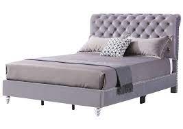 This bed features opulent 100% velvet fabric with stitched button tufting. Gray Velvet Micro Suede Tufted Upholstered Queen Bed Long Island Discount Furniture