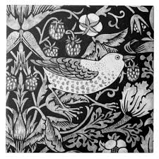 Black And White Ceramic Tile William Morris Bird Flower Tile Black And White Ceramic Tile Zazzle Com In 2020 Flower Tile White Ceramic Tiles White Ceramics