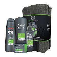 Dove Men Care 4 Pc Gift Set Extra Fresh With Toiletry Bag Fortifying 2 In 1 Shampoo Body Wash Dry Spray Walmart Com Dove Men Care Men Care Body Wash