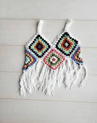 You could layer a spring dress below it or wear it as a cute overall on the beach. Crochet Crop Top In White And Multi Color Vintage Inspired Etsy Crochet Crop Top Pattern Diy Crochet Crop Top Crochet Crop Top