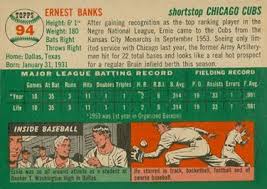 Check spelling or type a new query. 1954 Topps 94 Ernie Banks Back Ernie Banks Trading Card Database Baseball Cards