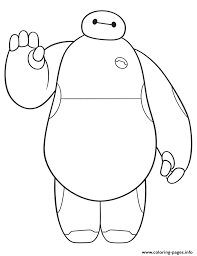 Baymax with a cat on his head; Big Hero 6 Movie Cute Baymax Coloring Pages Printable