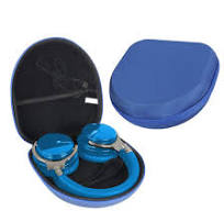 [Hot Item] Custom Blue Hard Shell Storage Caso Waterproof Headphone Zipper  Bluetooth Earphone Earbuds Hard EVA Case