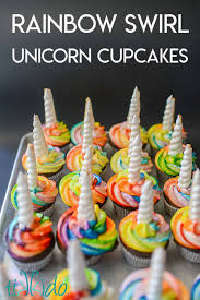 Fantasy vanilla almond rainbow cupcakes ♥. Rainbow Unicorn Cupcakes With Edible Cookie Unicorn Horn Cupcake Toppers Tikkido Com