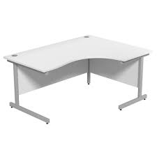 Black And White Office Desk Unite White Corner Desk Cantilever Frame With Images White Corner Desk Corner Desk Office White Office Furniture