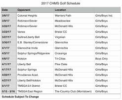 2017 Church Hill Middle School Panthers Golf Team