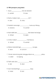 Ujian Penilaian Bahasa Melayu Tahun 1 Interactive Worksheet