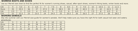 Merrell Sizing