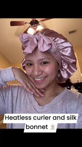 Trying this heatless Curler and silk bonnet. My hair has not been the  healthiest this past year. The color and heat damage caused my hair to fall  so much. Maybe this will help 🤗 #heatlesscurls ...