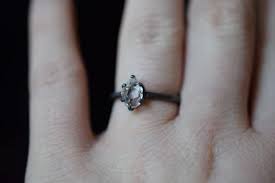 Unique Engagement Ring Pear Shaped Ring Raw Clear Diamond Ring Etsy Black Band Ring Black Band Engagement Rings Pear Shaped Engagement Rings